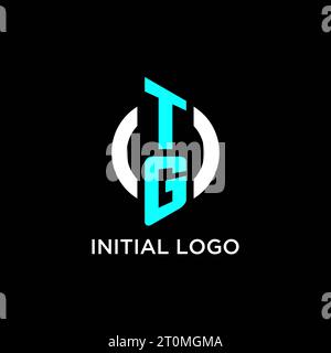 TG circle monogram logo design ideas Stock Vector