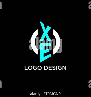 XE circle monogram logo design ideas Stock Vector