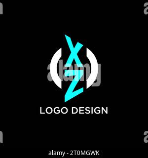 XZ circle monogram logo design ideas Stock Vector