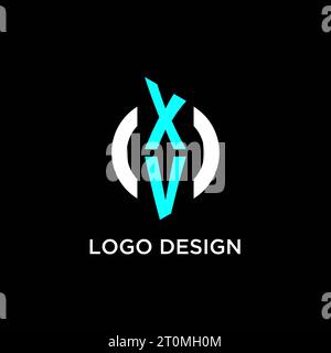 XV circle monogram logo design ideas Stock Vector