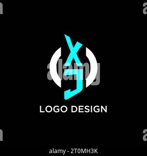 XJ circle monogram logo design ideas Stock Vector