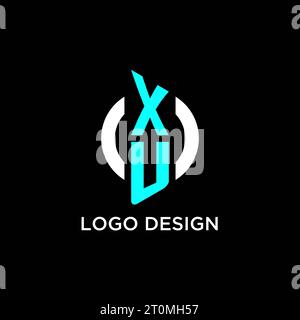 XU circle monogram logo design ideas Stock Vector