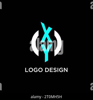 XY circle monogram logo design ideas Stock Vector