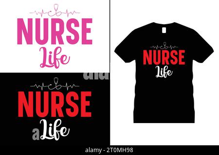 School Nurse T-shirt Design Nursing Gift Shirt Nurse Sweatshirt Long Sleeve Tees Stock Vector