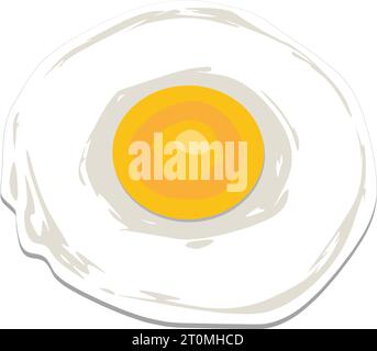 graphic illustrated Fried egg one breakfast flat style cooked color illustration vector Stock Vector