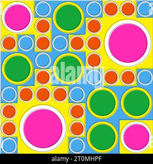 graphic illustrated Background abstract geometric circle pop art retro risograph vector colorful Stock Vector