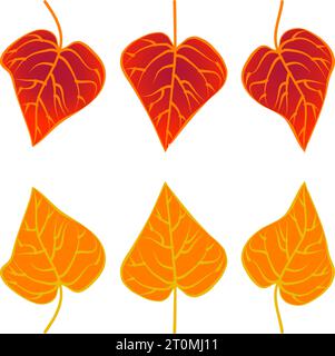graphic illustrated Autumn leaves foliage fallen graphic illustrated colours red orange Stock Vector