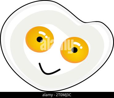 graphic illustrated Fried eggs two twin double yolks face breakfast clipart illustration vector Stock Vector