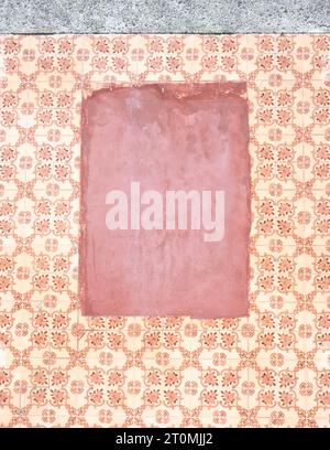 pink and cream azulejos and pink plaster background Stock Photo
