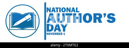 National Author's Day Vector illustration. November 1. Holiday concept. Template for background, banner, card, poster with text inscription. Stock Vector