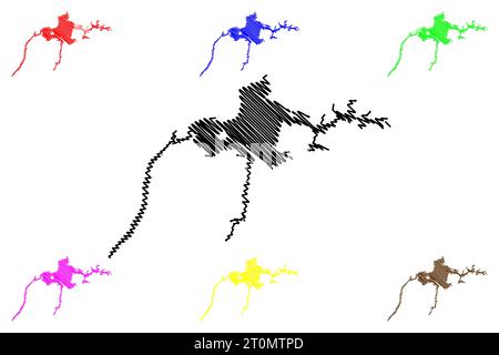 Lake Narva Reservoir (Russia, Russian Federation, Republic of Estonia) map vector illustration, scribble sketch Narva veehoidla map Stock Vector