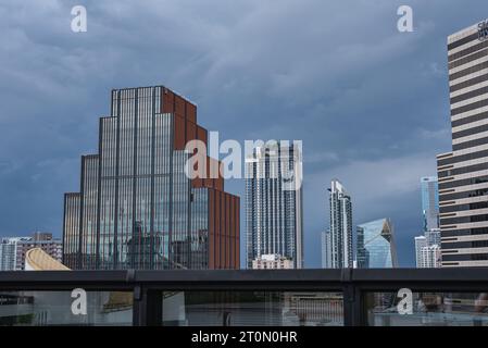 Bangkok, Thailand - September 16, 2023: Siam Patumwan House and other high-rise buildings of the downdown, a view from Samyan Mitrtown's rooftop. Stock Photo