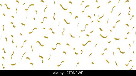 birthday and anniversary decoration Falling shiny golden confetti isolated on transparent background. Bright festive tinsel of gold color. Stock Vector