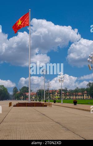 Hanoi, Vietnam. Flag of Vietnam. Ministry of Foreign Affairs in background. Stock Photo