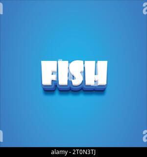 Vector 3D fish text on a blue blackground. Stock Vector