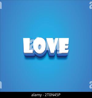 Vector 3D love text on a blue blackground. Stock Vector