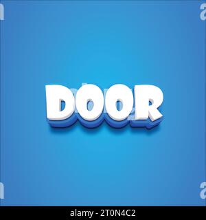 Vector 3D door text on a blue blackground. Stock Vector