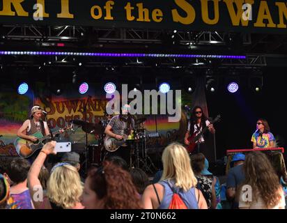 Live Oak, United States. 07th Oct, 2023. The Ain't Sisters perform at the seventh annual Suwannee Roots Revival music festival, at the Spirit of the Suwannee Music Park in Live Oak. (Photo by Paul Hennessy/SOPA Images/Sipa USA) Credit: Sipa USA/Alamy Live News Stock Photo