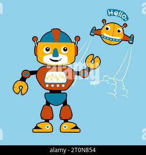 funny robots, vector cartoon illustration Stock Vector