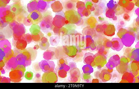 Abstract multicolored stain shaped brush strokes on the white background. Red, orange, magenta, yellow, green and purple colors. Seamless pattern Stock Photo