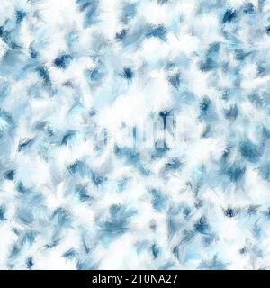 Abstract blue, cyan, grey and white brush strokes. Oil paintings texture. Seamless repeat pattern Stock Photo