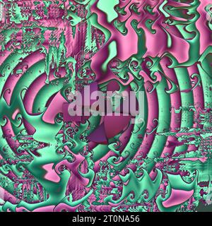 Emerald green and magenta random fractal pattern, abstract 3d background. 3d rendering, 3d illustration Stock Photo