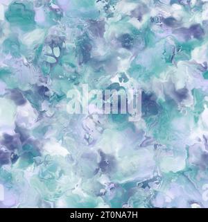 Blue, purple and white colored abstract blurred brush strokes. Seamless pattern Stock Photo