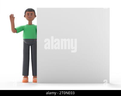 3D illustration of smiling handsome afro man David tears off a sheet with 3  and sets the new year 2024. Goodbye 2023. Change year. 3D rendering on whi  Stock Photo - Alamy