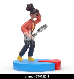 3D illustration of african woman Coco stand on Tax chart.3D rendering on white background. Stock Photo