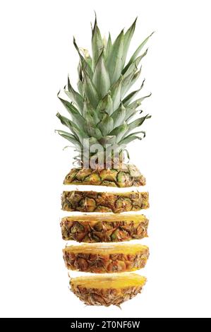 cut ananas isolated on white background Stock Photo