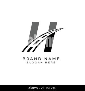 Letter H logo asphalt for identity. Construction template vector illustration for brand Stock Vector