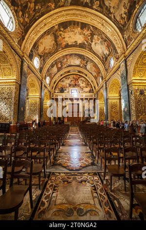 Valletta, Malta - October 10, 2019: St John Co Cathedral high Baroque interior, Cathedral Church built by the Knights Hospitaller Order of St. John be Stock Photo