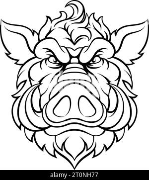 Boar Wild Hog Razorback Warthog Mascot Pig Cartoon Stock Vector