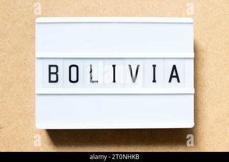 Lightbox with word bolivia on wood background Stock Photo