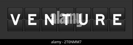 Black color analog flip board with word venture on gray background Stock Vector