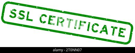Grunge green SSL (Abbreviation of secure sockets layer) certificate word square rubber seal stamp on white background Stock Vector