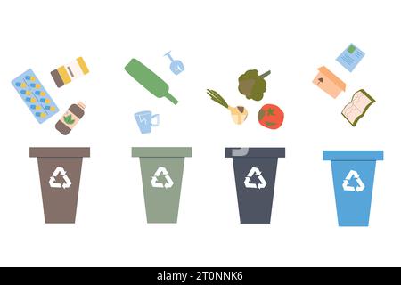 Waste sorting - vector, Zero waste life style Stock Vector