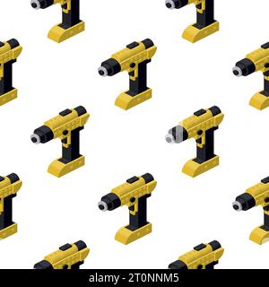 Pattern of screwdrivers in isometry on a white background. Vector Stock Vector