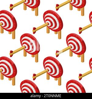 Pattern of archery targets in isometry on a white background. Vector Stock Vector