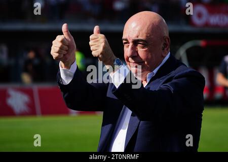 Adriano Galliani (AC Monza) with the thumbs up  during  AC Monza vs US Salernitana, Italian soccer Serie A match in Monza, Italy, October 08 2023 Stock Photo