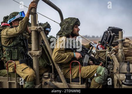 08 November 2023, Israel, Sderot: Israeli soldiers are seen on the border after the deadly attack on a police station in the city of Sderot on the second day of the ongoing conflict between Israel and the Palestinian militant group Hamas. Photo: Ilia Yefimovich/dpa Stock Photo