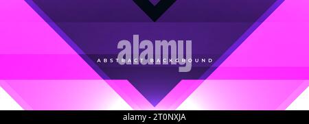Pink and purple abstract background with geometric triangle shapes. Wide futuristic illustration vector banner. Stock Vector