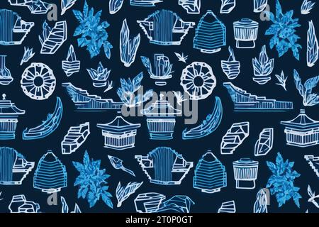 Christmas seamless background Hand-drawn vector pattern Stock Vector