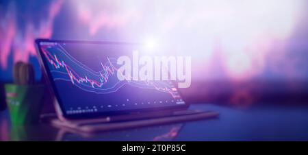 Analysis of financial charts on the screen. Asset Investment Chart Business Stock Photo