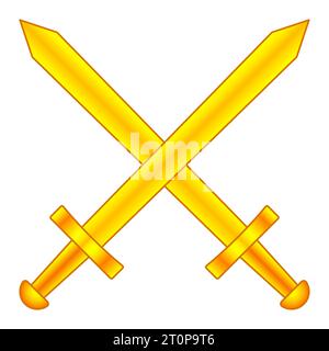 Illustration of the crossed gold swords Stock Vector