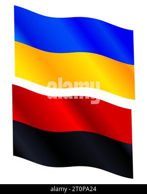 Illustration of the waving flags of Ukraine Stock Vector