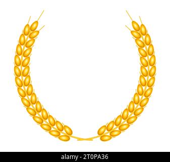 Illustration of a golden wheat ears wreath Stock Vector