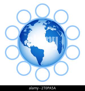 Illustration of the globe with infographic elements. Elements of this image furnished by NASA.  Source of map: http://visibleearth.nasa.gov/view.php?i Stock Vector