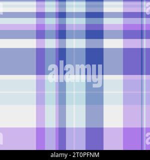 Seamless texture vector of check textile background with a tartan plaid pattern fabric in light and blue colors. Stock Vector