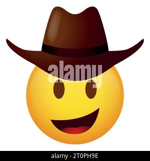 Vector illustration of emoticon wearing cowboy hat Stock Vector